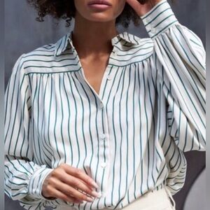 NWOT AYR Silk Stripe Button Down